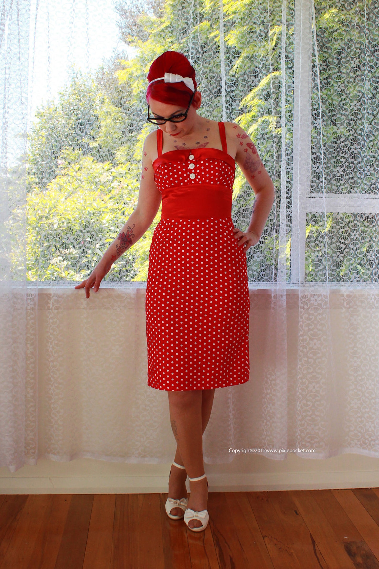 polka dot wiggle dress