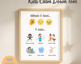 Kids Calm Down Chart, Self Regulation Visual Tool (Digital Download)