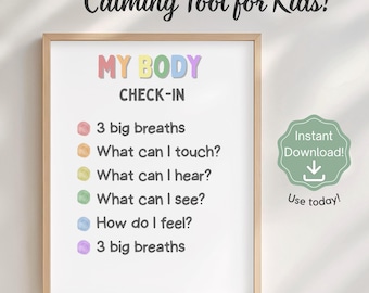 Kids Body Check-In Poster | Mindfulness, SEL Klassenzimmer Wandkunst (Instant Download)