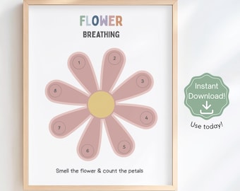 Atemübungen Poster für Kinder, SEL Klassenzimmer, Montessori & Homeschool freundlich (Sofortdownload)