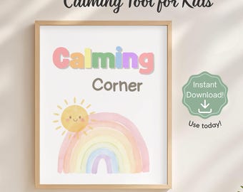 Regenbogen Calming Corner Poster, Emotionale Regulationskunst für Kinder (Digitaler Download)