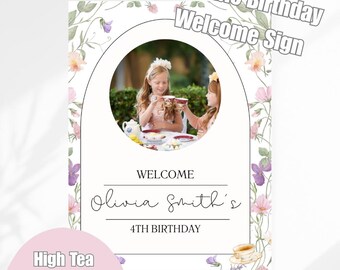 Floral Birthday Welcome Sign Template | Editable 16x20 Birthday Poster | Birthday Decor | Instant Download Party Sign