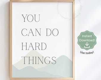 Wachstumsmentalität Poster, You Can Do Hard Things Art, Boho Klassenzimmer Dekor, Montessori Affirmation Print, Kinderzimmer Wandkunst, PDF