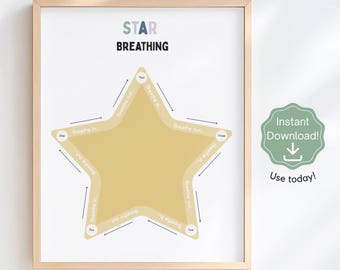 Sterne Atem Poster für Kinder, ruhige Ecke zum Ausdrucken, Montessori Vorschule Klassenzimmer Dekor, Atemübungstabelle (Instant Download)