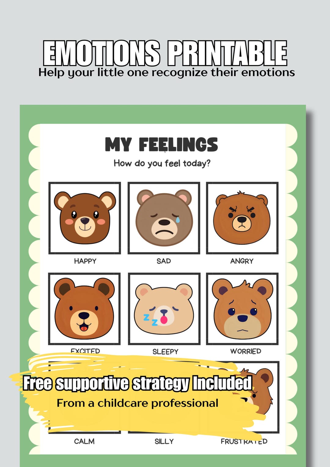 Printable Emotion Chart for Kids - Etsy