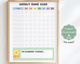 Kids Weekly Chore Chart | Boho Neutral Design (Digitaler Download)