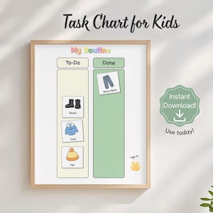 Kids To-Do/Done Chart | Neutral Boho Visual Routine (Digital Download)