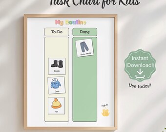 Kinder To-Do / Done Diagramm | Neutral Boho Visuelle Routine (Digitaler Download)