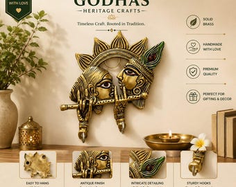 ラダ・クリシュナのキーホルダー、手作りの壁掛けフック、スピリチュアルなホームデコレーション、インドの壁掛けギフト