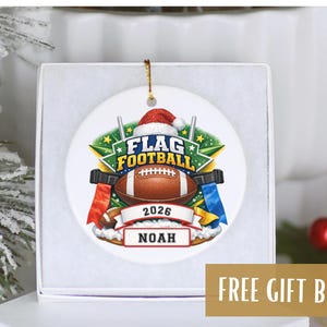 Personalized Flag Football Ornament, Custom Player Name Christmas Gift, Football Team Keepsake, Youth Athlete Ornament, Gift For Coach bild 4