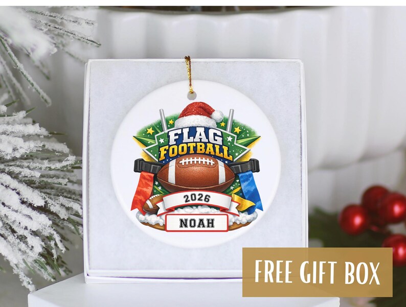 Personalized Flag Football Ornament, Custom Player Name Christmas Gift, Football Team Keepsake, Youth Athlete Ornament, Gift For Coach bild 4