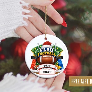 Personalized Flag Football Ornament, Custom Player Name Christmas Gift, Football Team Keepsake, Youth Athlete Ornament, Gift For Coach bild 5