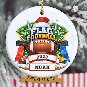 Personalized Flag Football Ornament, Custom Player Name Christmas Gift, Football Team Keepsake, Youth Athlete Ornament, Gift For Coach bild 3