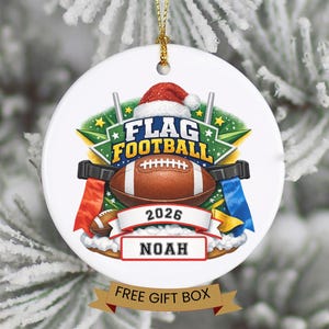 Personalized Flag Football Ornament, Custom Player Name Christmas Gift, Football Team Keepsake, Youth Athlete Ornament, Gift For Coach bild 2