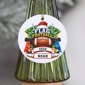 Personalized Flag Football Ornament, Custom Player Name Christmas Gift, Football Team Keepsake, Youth Athlete Ornament, Gift For Coach bild 6