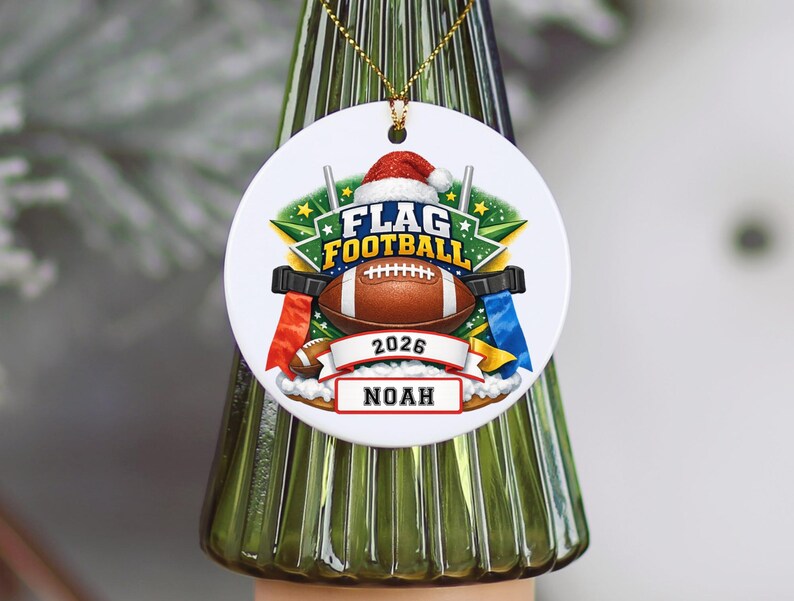Personalized Flag Football Ornament, Custom Player Name Christmas Gift, Football Team Keepsake, Youth Athlete Ornament, Gift For Coach bild 6