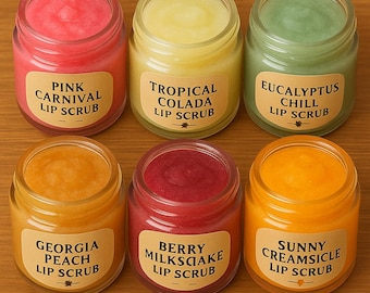 Colección de exfoliantes labiales de verano de 2 oz: exfoliante e hidratante totalmente natural • Regalos navideños
