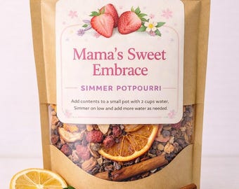 Popurrí a fuego lento "El dulce abrazo de mamá" / Fragancia para el hogar con aroma a fresa y vainilla.