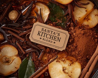 Popurrí artesanal de 57 g (2 oz) de la Cocina de Papá Noel / Especias navideñas cálidas / Para cocinar a fuego lento en la estufa / Hecho a mano