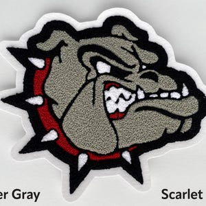 Bulldog Mascot Chenille Patch - Varsity Letter Jacket Embroidered Patch Applique (9.5x8")