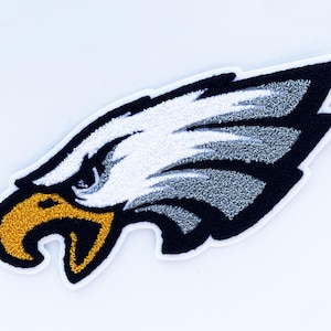 Eagle Mascot Left Facing Grey Shading Chenille Patch 9" Varsity Letter Jacket Embroidered Patch Applique