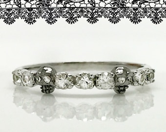 Witte saffier toewijding ring, voor altijd van jou schedelring, witte saffier zuiverheid ring, maat 5.75