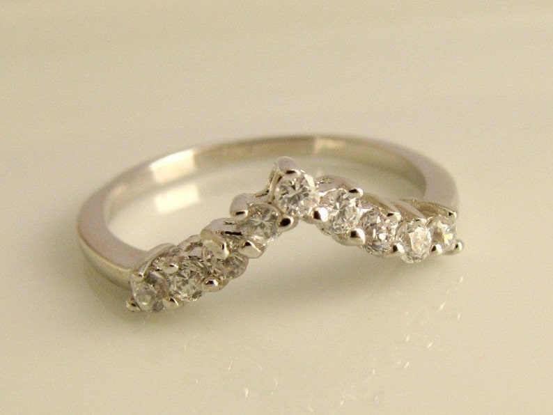 Tiara Diamond Band White Sapphire & Silver Wedding Etsy
