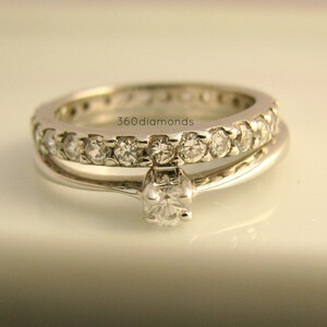 Brilliant white sapphire enternity stack ring, sapphire wedding band, sapphire stacking ring, fake diamond ring, D315HW 1.5mm image 3