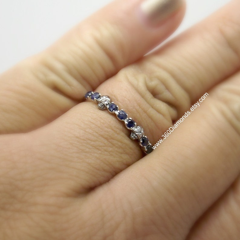 Skull ring, Aztec treasure skull ring, blue sapphire skull eternity ring, silver skull ring, skull engagement ring, stackable ring image 3