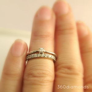 Brilliant white sapphire enternity stack ring, sapphire wedding band, sapphire stacking ring, fake diamond ring, D315HW 1.5mm image 4