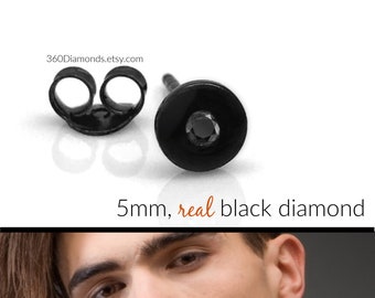 4mm sterling zilver, mat zwarte decoratieve plating, 2mm zwarte diamond stud oorbellen voor mannen,