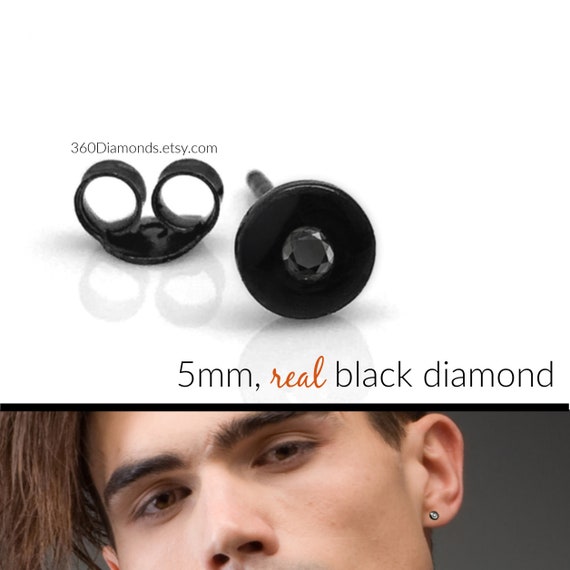 Customized Black Diamond Stud Earrings For Men Black Stud Etsy