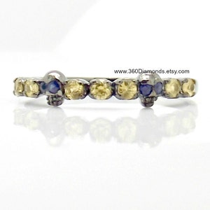 Baby Skull Half Eternity Ring - Alternative Wedding Ring - 18K Black Gold Plated over 925 Sterling Silver