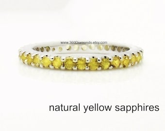 Gelbe SapphireEternity ring 14K Weissgold Verlobungsring Stack - maßgeschneiderte Optionen verfügbar