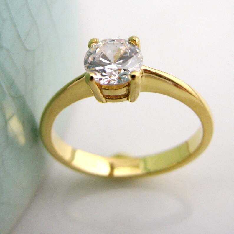 White Sapphire Engagement Ring Dazzling Brilliant Cut White - Etsy