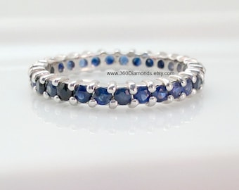 Natuurlijke blauwe saffier eeuwigheid ring, atlantis cerulean saffier band, eeuwigheid band, oneindig ring, blauwe saffier, trouwring, D320B