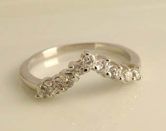 Tiara-stapelbar Diamantring - 14K White Gold - Top Qualit&auml;t Diamant - Verlobungsring Wedding - ma&szlig;geschneiderte Optionen verf&uuml;gbar