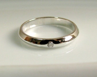 Diamond Wedding Band - 925 Sterling Silver - Wedding Engagement Ring -  Customized or Personalized Options Available