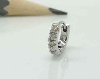 Mannen hoop Earrings hoop earrings argent diamond hoop Earrings hoop earrings, solid gold earrings, diamond kraakbeen oorbel, April birthstone E008.5