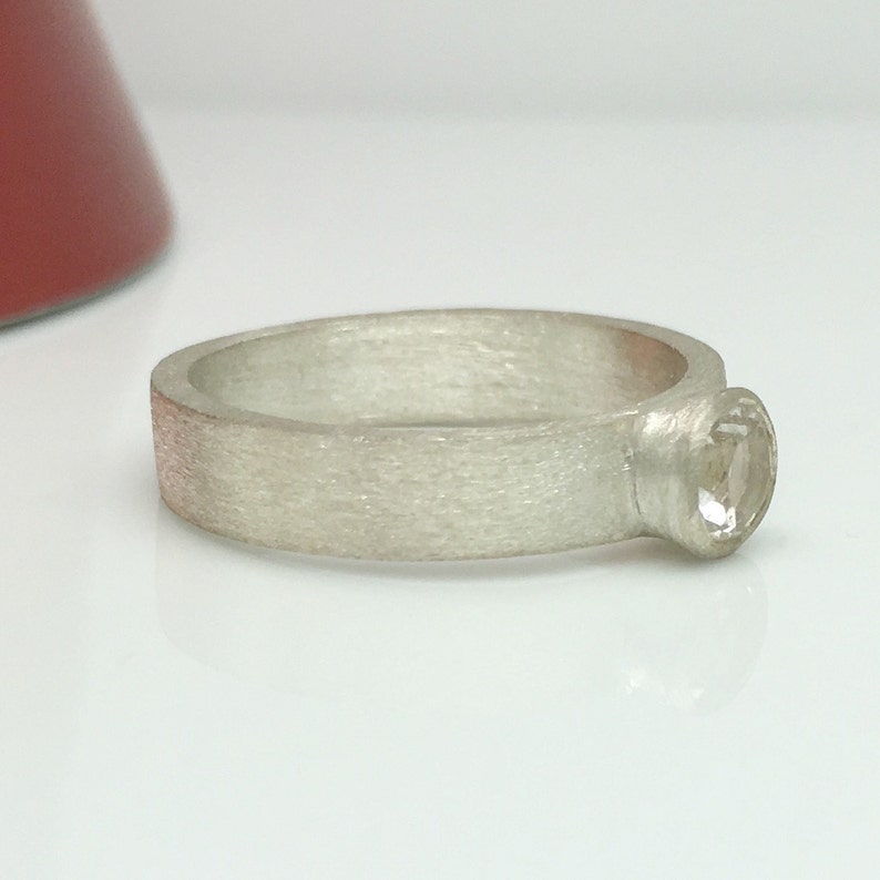 topaz ring round bezel natural white topaz ring topaz wedding band white topaz ring Tunnel of light topaz ring sterling silver ring