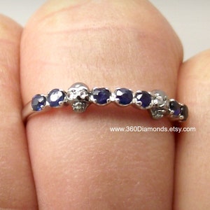 Skull ring, Aztec treasure skull ring, blue sapphire skull eternity ring, silver skull ring, skull engagement ring, stackable ring image 1