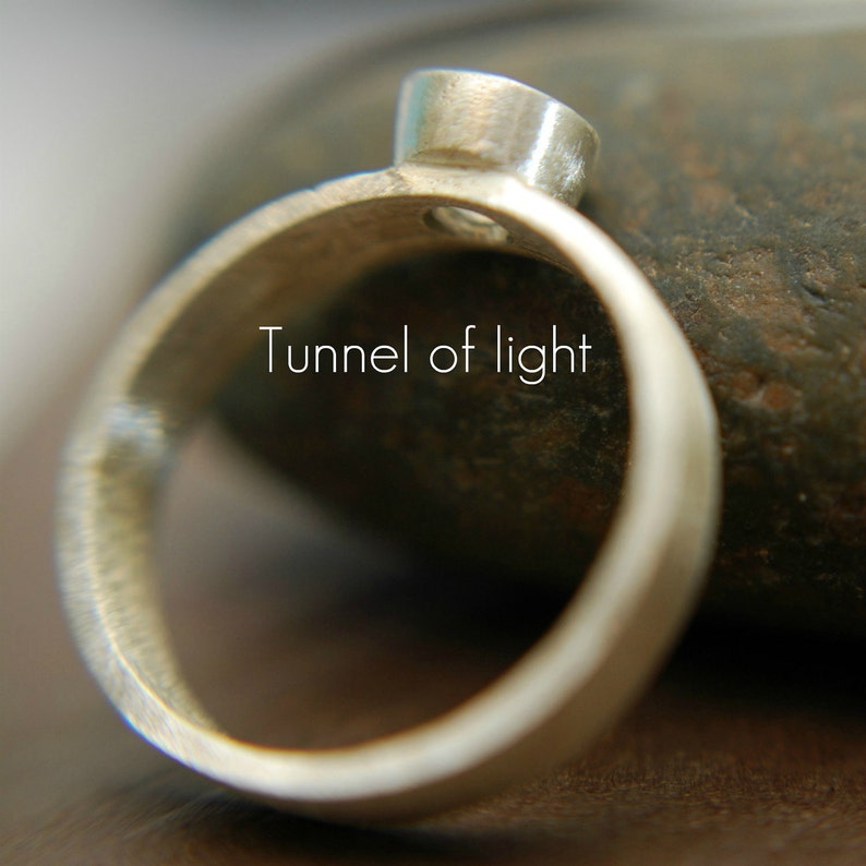 topaz ring round bezel natural white topaz ring topaz wedding band white topaz ring Tunnel of light topaz ring sterling silver ring