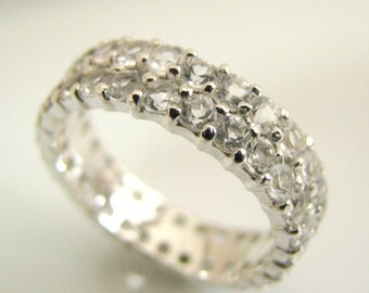 Eeuwigheid Diamond dubbele Band - 14K witgoud dubbele stack diamanten - bruiloft stapelbare verlovingsring - aangepaste opties beschikbaar