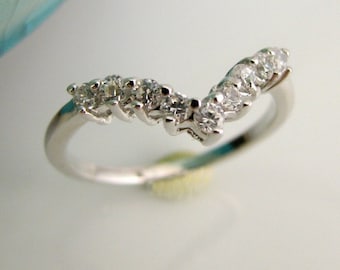 Tiara Diamond Band - White Sapphire & zilver - bruiloft stapelbare verlovingsring - aangepaste opties beschikbaar