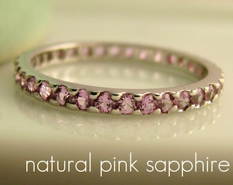 Eternity Pink Sapphire Engagement Stack Ring -  Made with Platinum 950