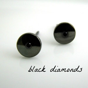 Custom made Men's stud earrings with black diamonds, custom gemstone stud earrings, 420 7SBD image 1