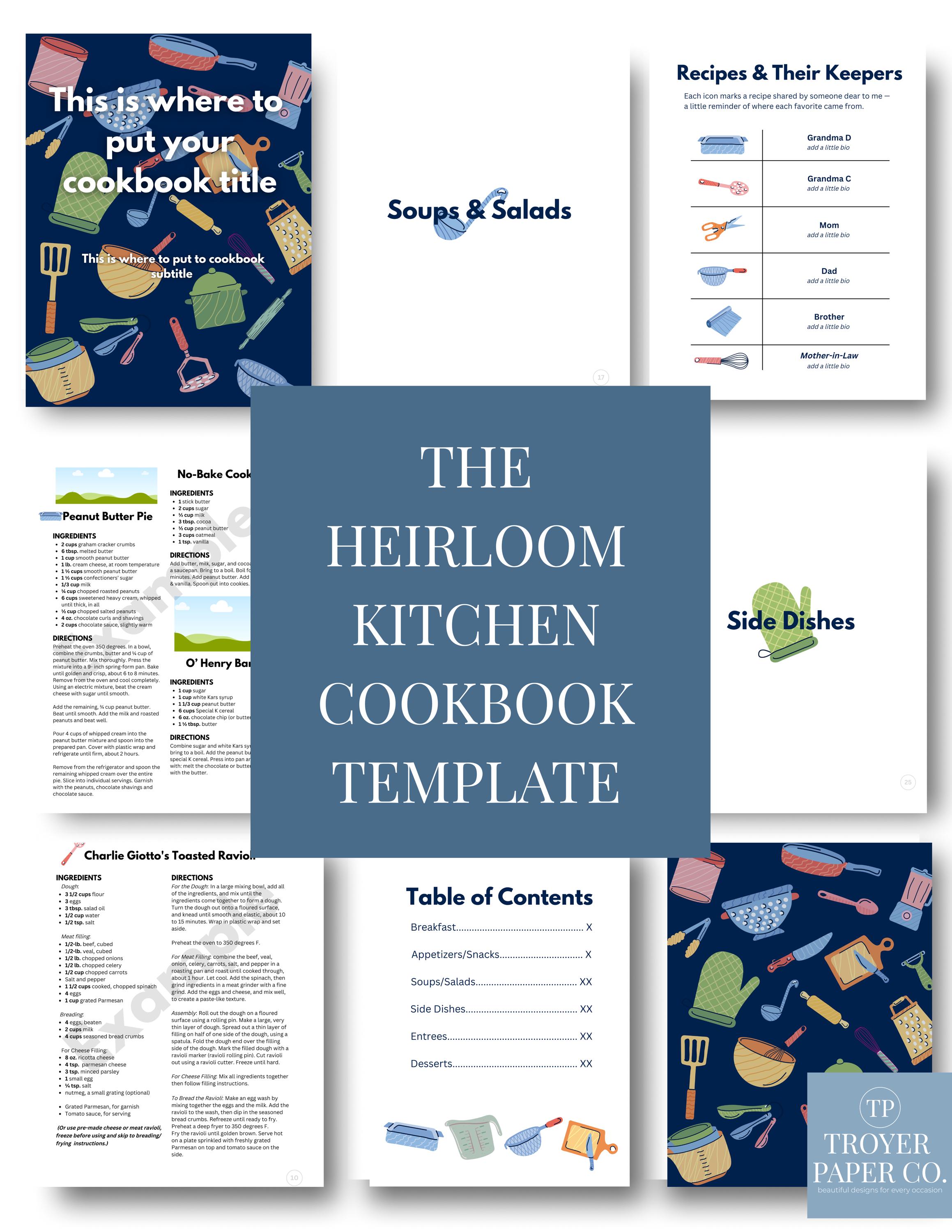 Editable Family Recipe Book Template: DIY Heirloom Cookbook (canva) - Etsy