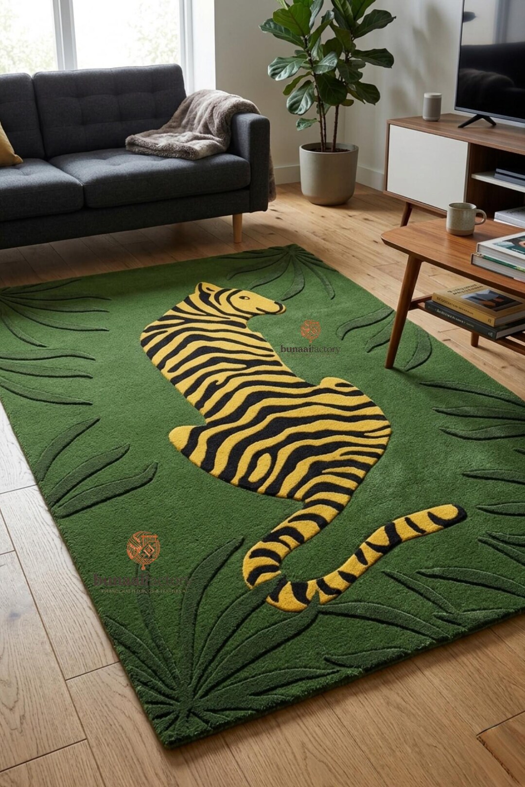 Tiger Area Rug, Jungle Animal Rug, Hand Tufted Wool Rug, Kids Room ...