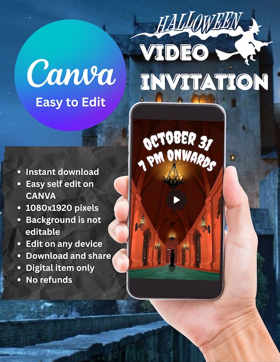 Hotel Transylvania Halloween Video Invitation: Animated Digital Evite (Editable Template)