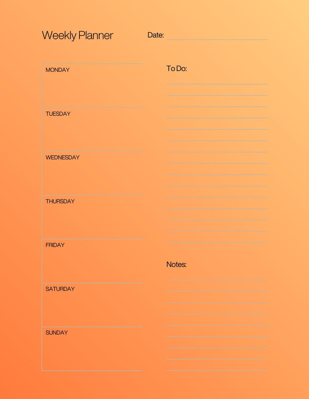 Wöchentliche To do Liste zum Ausdrucken - Etsy.de